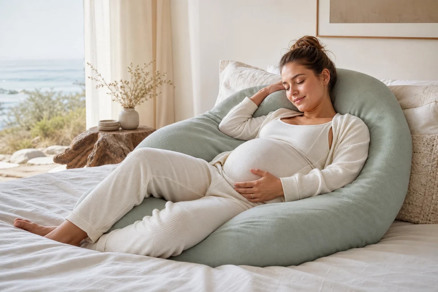 Restful sleep with a full-body maternity pillow
